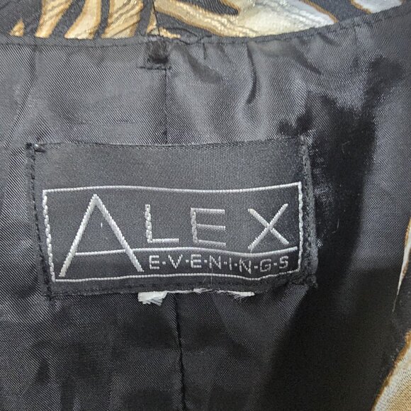 Alex Evenings Tiger Striped Jacket Evening Formal Satin Retro M - Picture 8 of 9